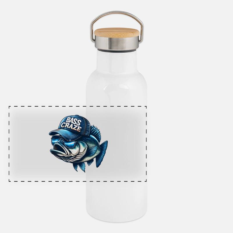 Gestreifter Barsch-Wahn Panorama Thermosflasche mit Bambusdeckel