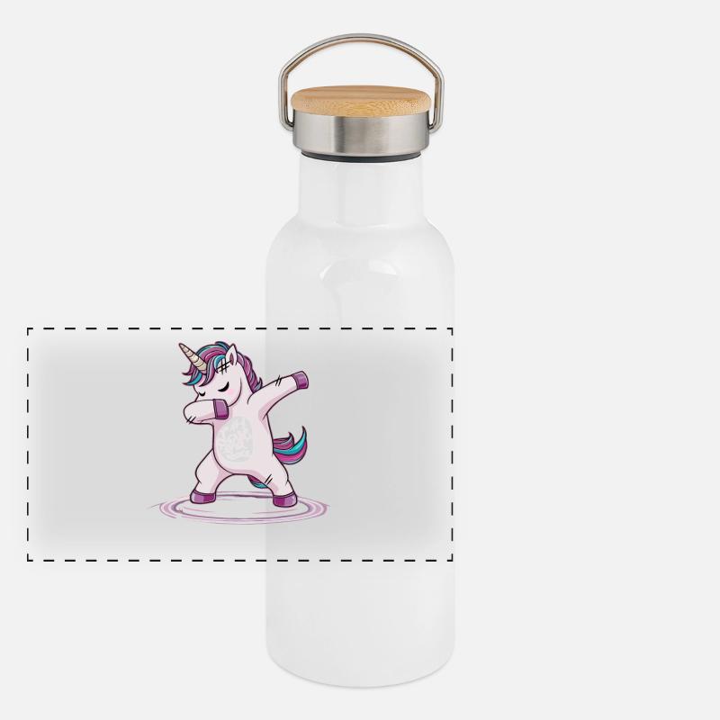 drôle dabbing danse licorne Gourde isotherme avec bouchon en bambou