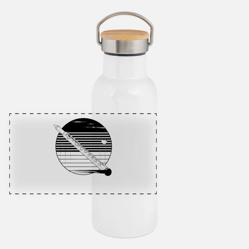 Flute Sketch Panoramic Thermal Bottle with Bamboo Lid