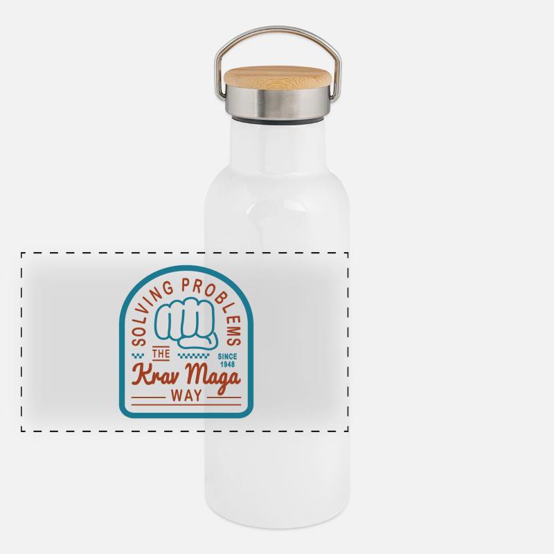 Solving problems the Krav Maga way - Panorama Thermosflasche mit Bambusdeckel - Weiß