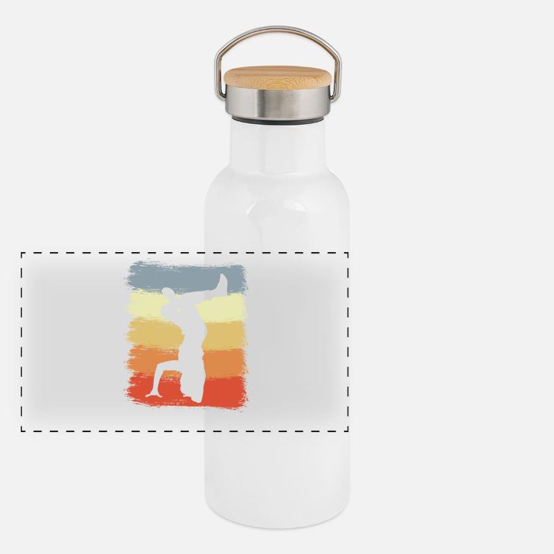 Dessin vintage Breakdancer Gourde isotherme avec bouchon en bambou