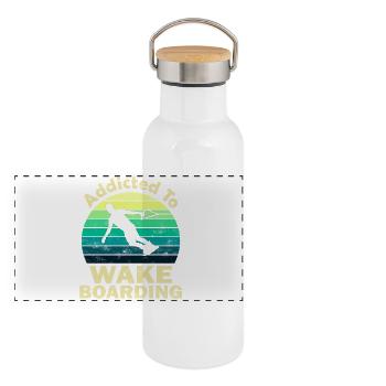 Wakeboard - Panorama Thermosflasche mit Bambusdeckel - Weiß - Vorne