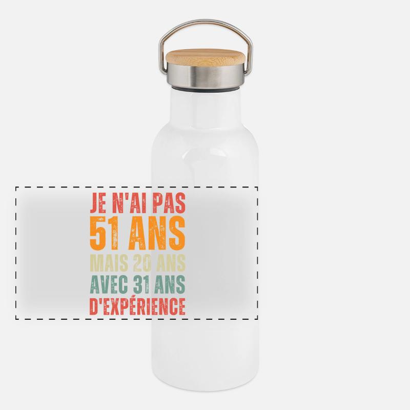 Geschenk zum 51. Geburtstag Panorama Thermosflasche mit Bambusdeckel