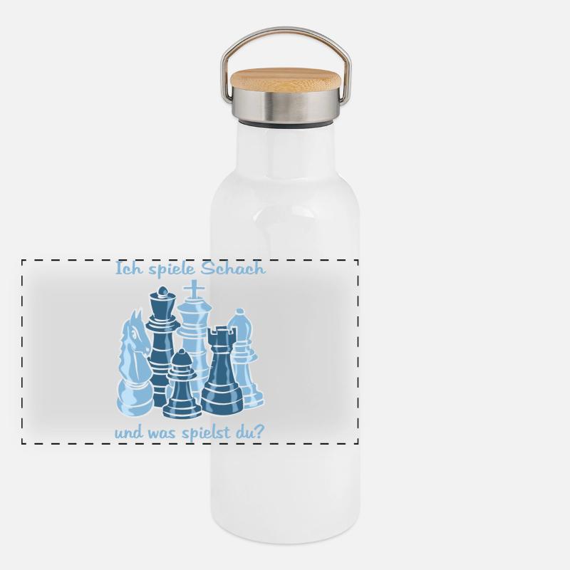 Schach figuren Panorama Thermosflasche mit Bambusdeckel