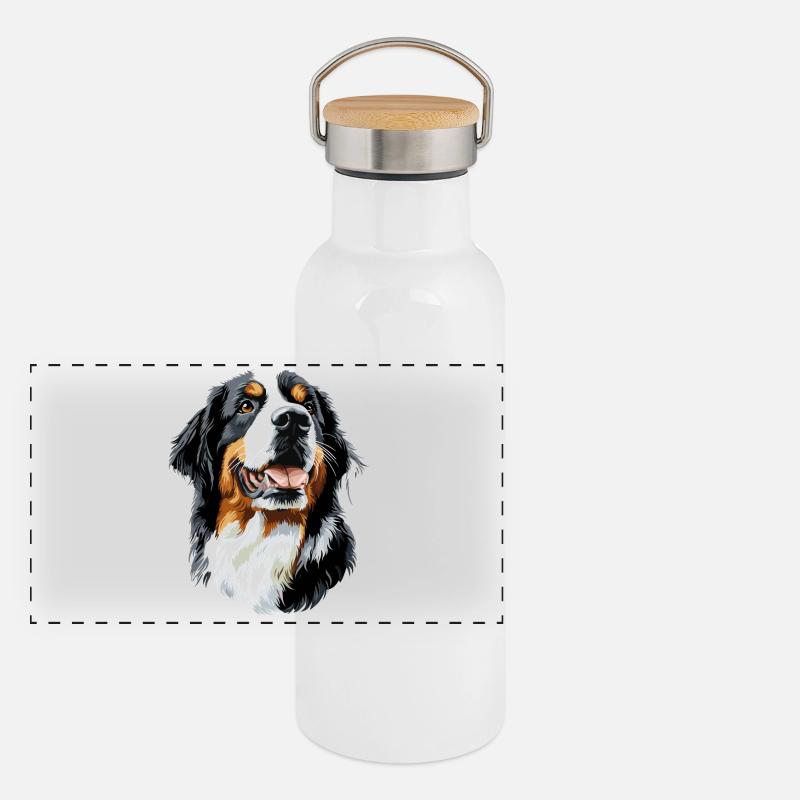 Berner Sennenhund Süße Hunde Schweizer Sennenhunde Panorama Thermosflasche mit Bambusdeckel