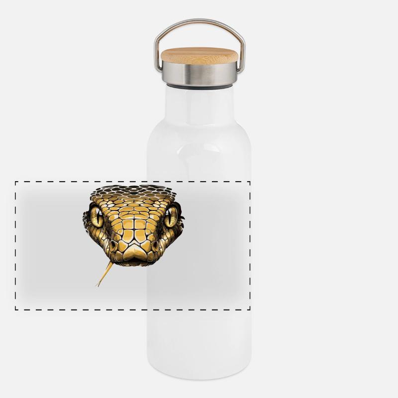 Snake Python Cobra Mamba Rattlesnake Snake Panoramic Thermal Bottle with Bamboo Lid