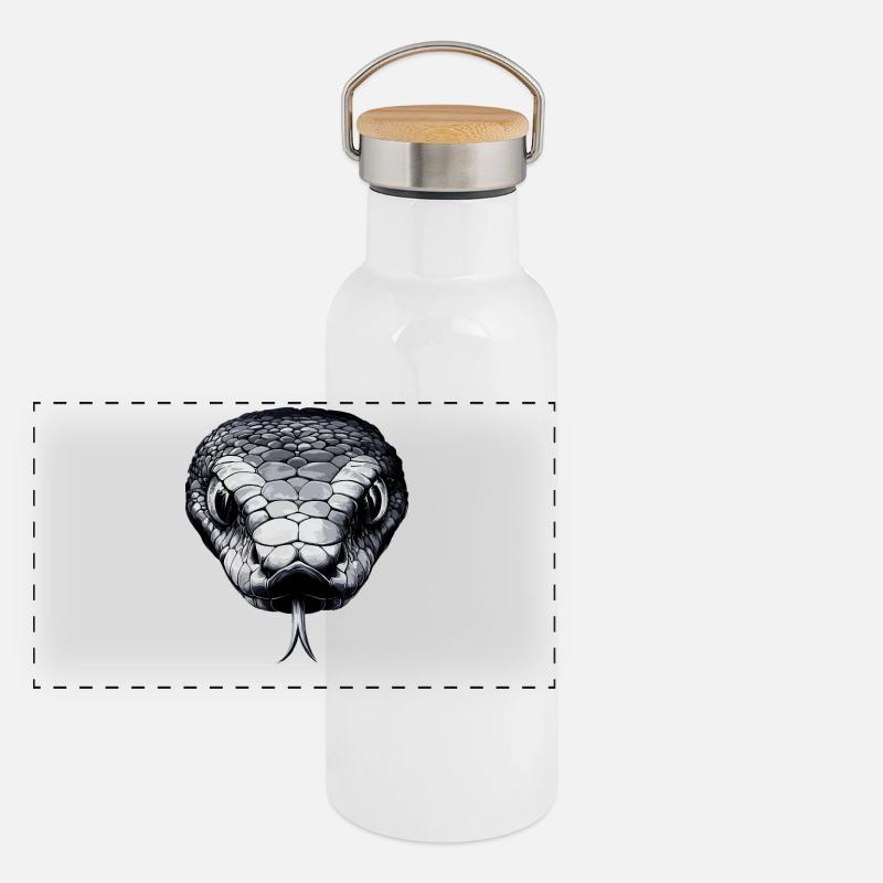 Schlange Python Kobra Mamba Klapperschlange Snake Panorama Thermosflasche mit Bambusdeckel