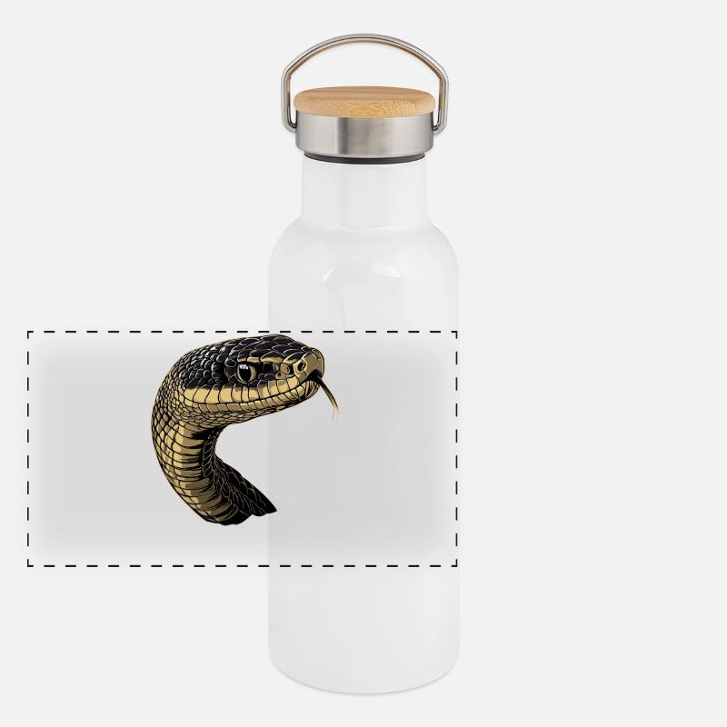 Snake Python Cobra Mamba Rattlesnake Snake Panoramic Thermal Bottle with Bamboo Lid