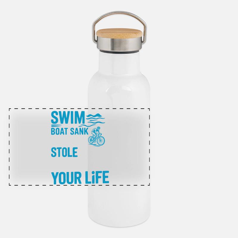 Triathlon suit - triathlete in training Panoramic Thermal Bottle with Bamboo Lid