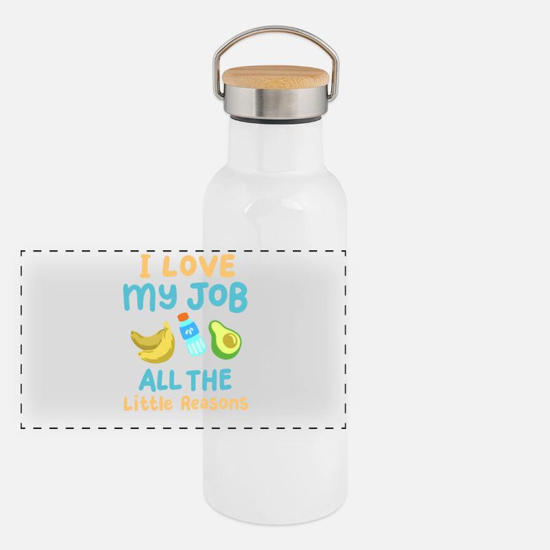 Schulessen Cafeteria-Mitarbeiterin Panorama Thermosflasche mit Bambusdeckel