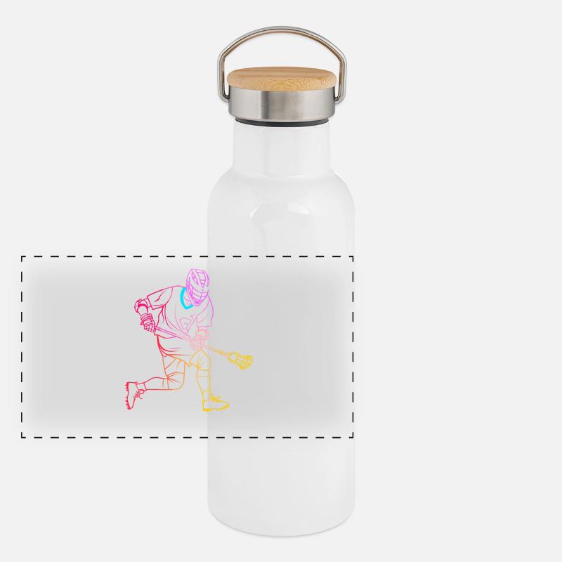 Lacrosse Player Drawing Panoramic Thermal Bottle with Bamboo Lid