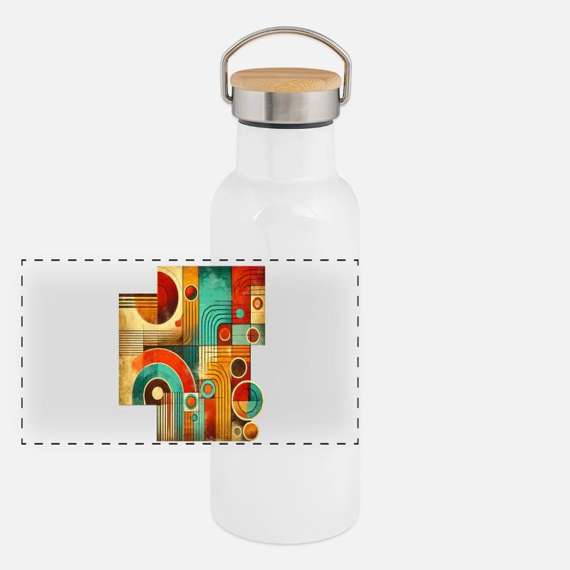 Abstrait Rétro image T shirt Gourde isotherme avec bouchon en bambou