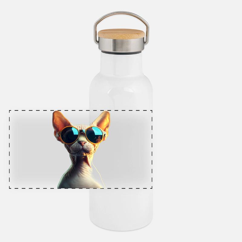 Chat Sphynx Chat Sphynx Chat Canadien Mignon Sphinx Gourde isotherme avec bouchon en bambou