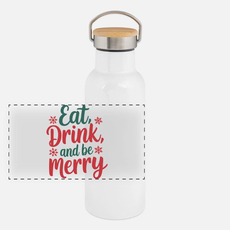 Eat, Drink, and Be Merry Panoramic Thermal Bottle with Bamboo Lid