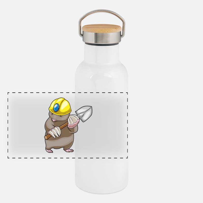 Mole Miner Shovel Mining Panoramic Thermal Bottle with Bamboo Lid