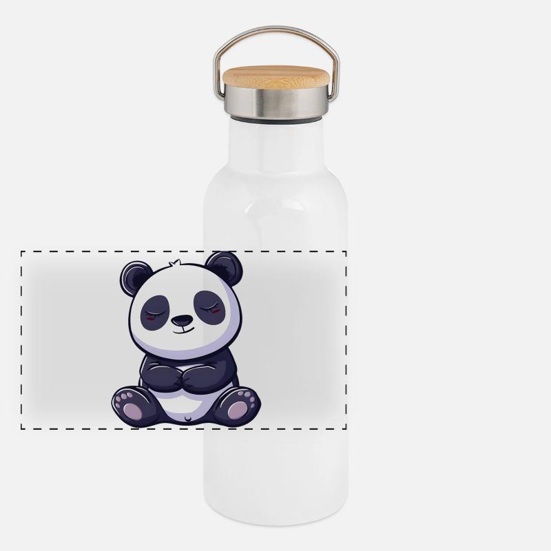Illustration de dessin animé panda mignon Gourde isotherme avec bouchon en bambou