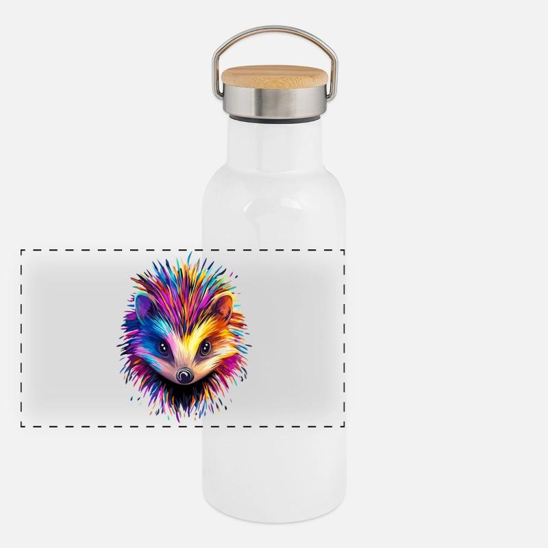 Igel Weißbauchigel Stacheligel Liebe Süßer Igel Panorama Thermosflasche mit Bambusdeckel