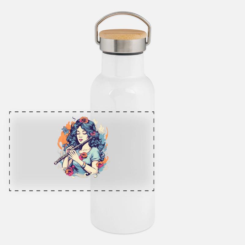 Flûte Fille Graphique Gourde isotherme avec bouchon en bambou