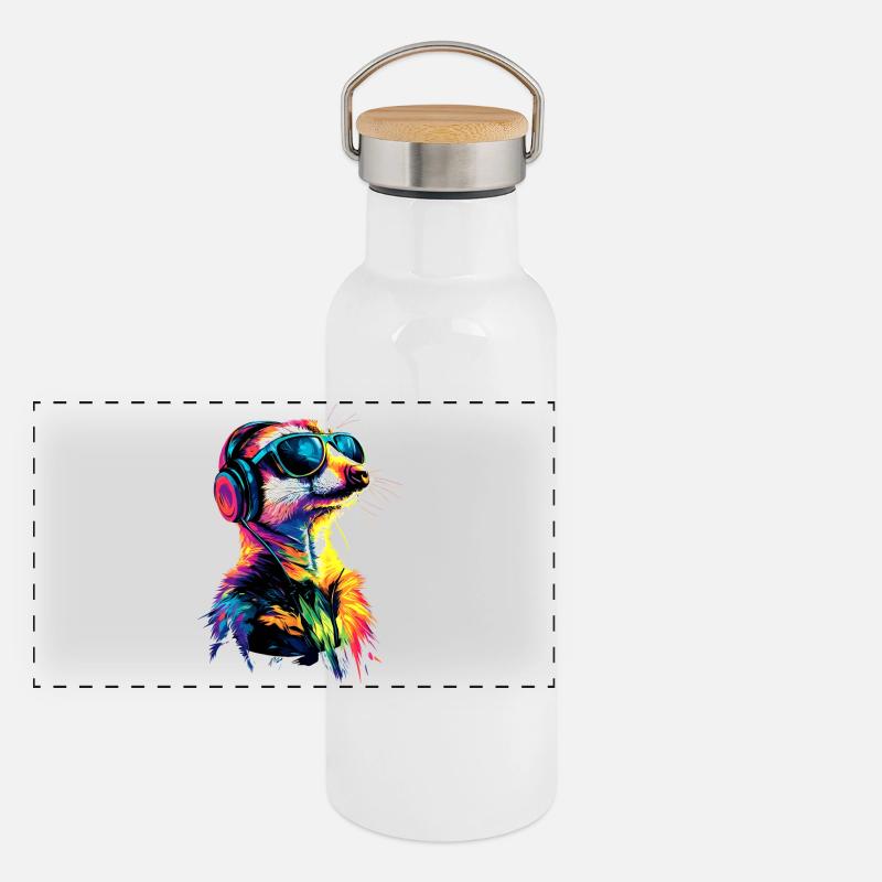 Lunettes de soleil suricate coloré mignon suricate Gourde isotherme avec bouchon en bambou