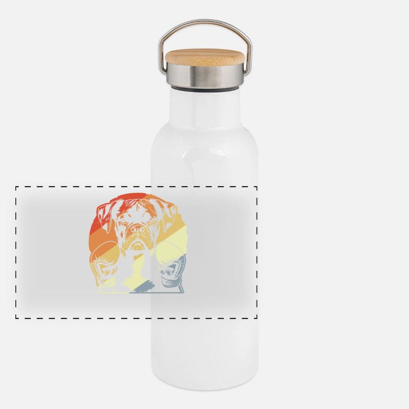 Boxer Dog Vintage Panoramic Thermal Bottle with Bamboo Lid