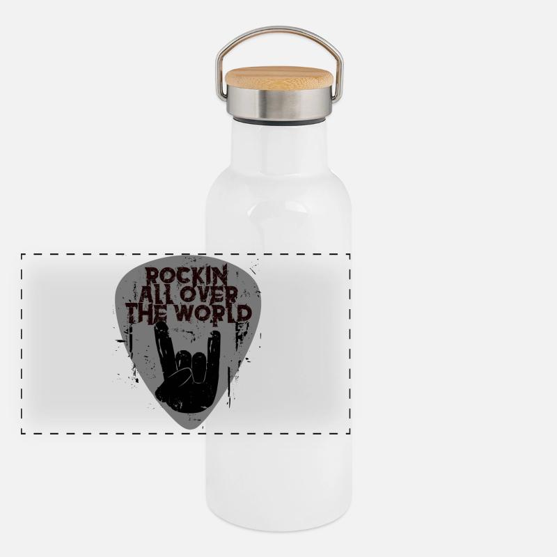 Rock'n'Roll Panorama Thermosflasche mit Bambusdeckel