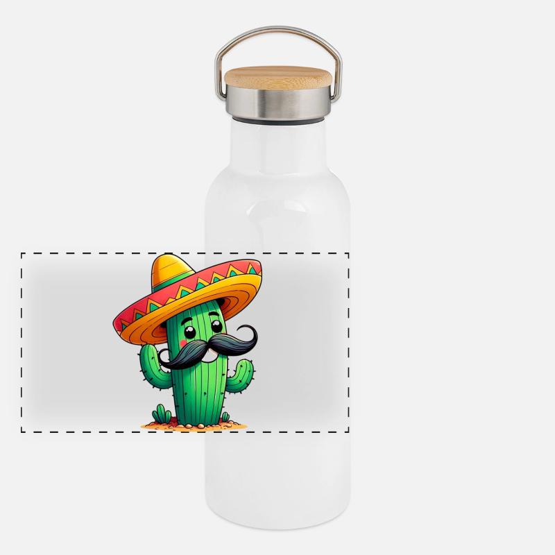 Cactus Gourde isotherme avec bouchon en bambou