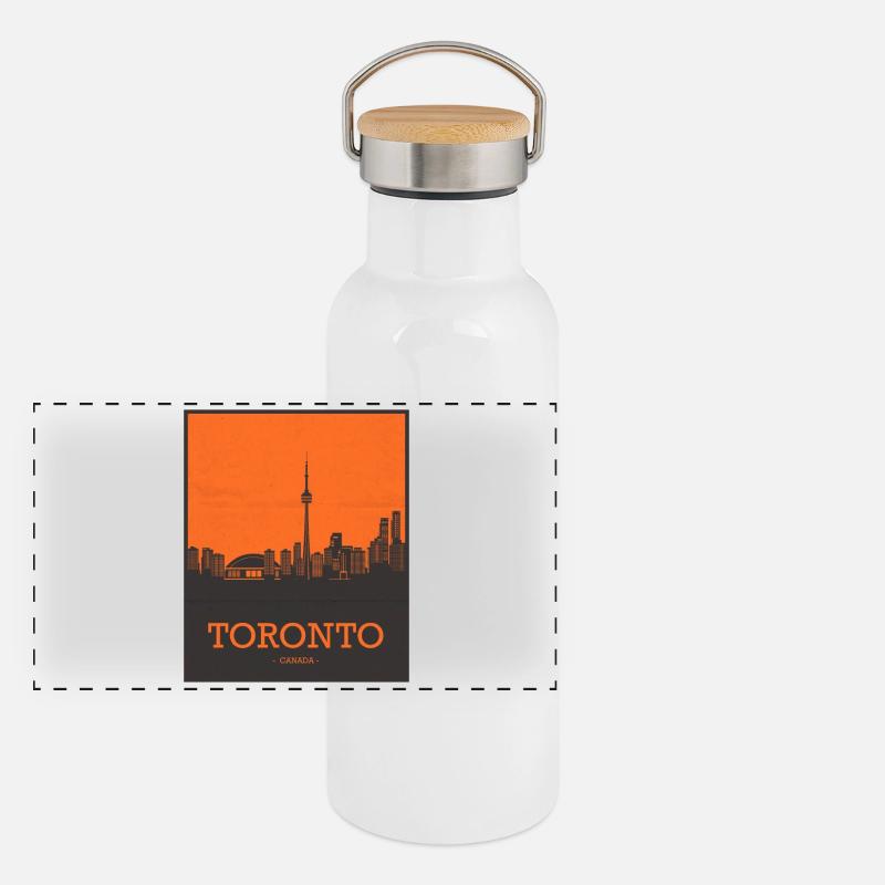 Toronto Canada Skyline Panorama Thermosflasche mit Bambusdeckel