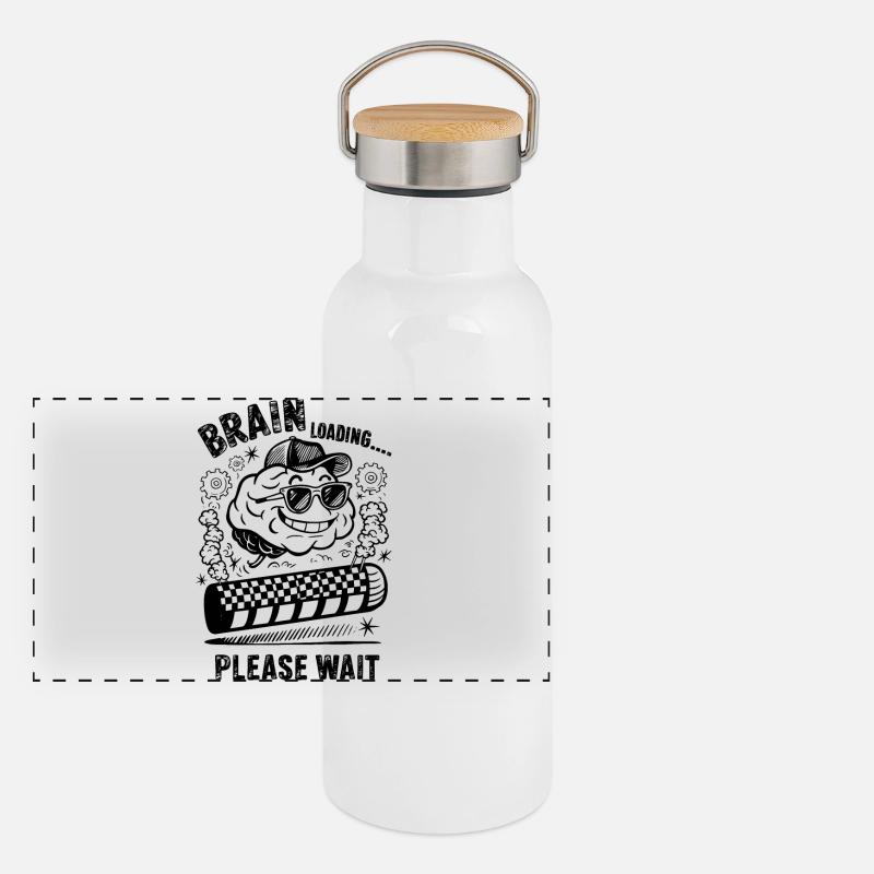 Brain Loading Lustiger Intelligenter Humor Fortschritt Kunst Panorama Thermosflasche mit Bambusdeckel