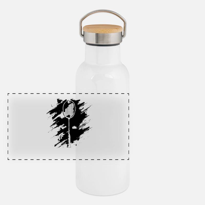 Dessin de raquette de badminton Gourde isotherme avec bouchon en bambou