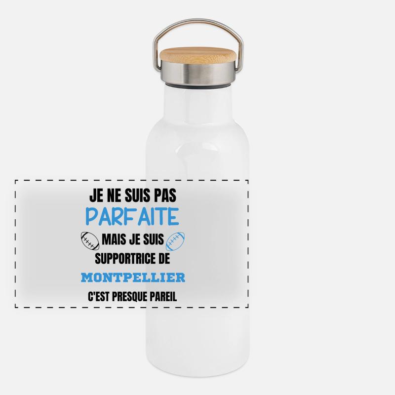 Supportrice Parfaite Montpellier Rugby Gourde isotherme avec bouchon en bambou