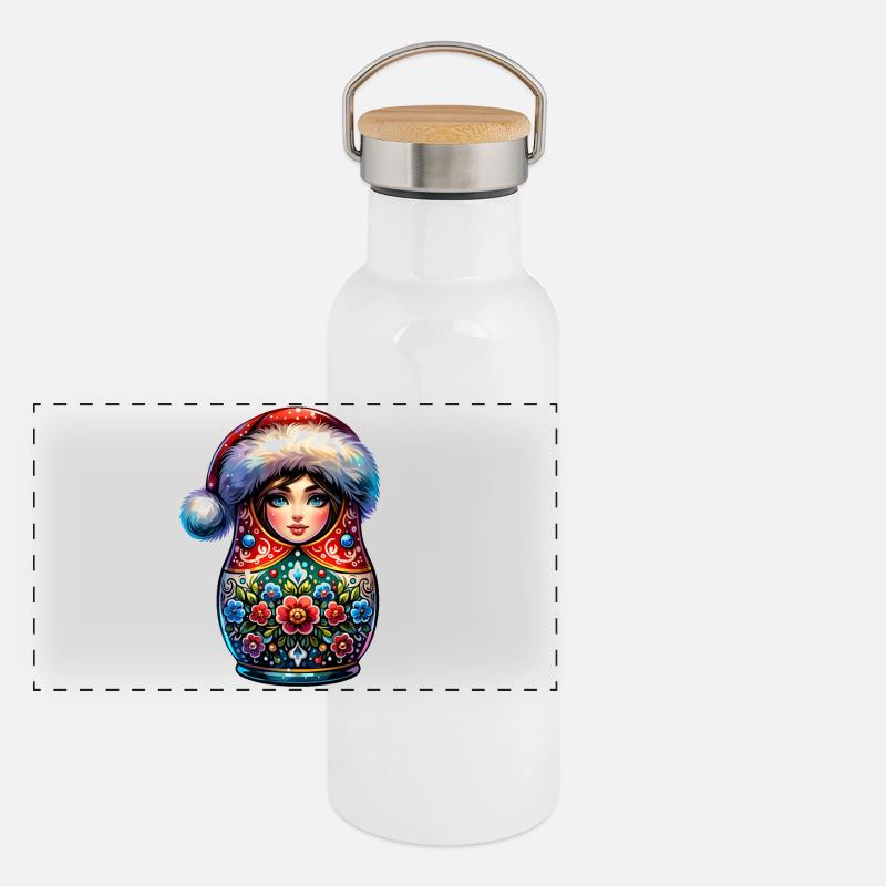 Matriochka russe Noël Russie Gourde isotherme avec bouchon en bambou