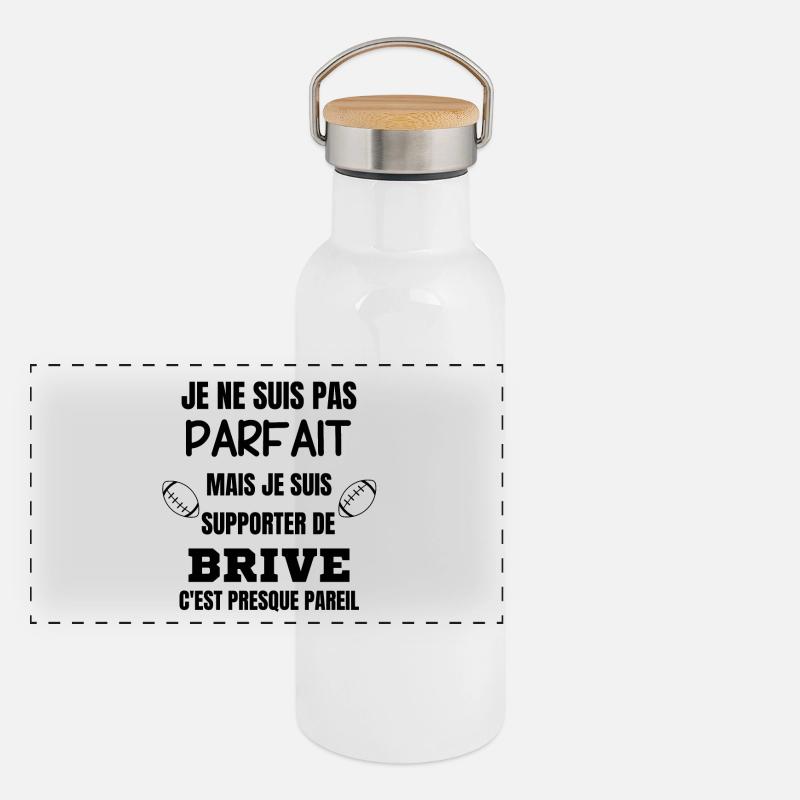 Supporter de Brive Parfait Rugby Gourde isotherme avec bouchon en bambou