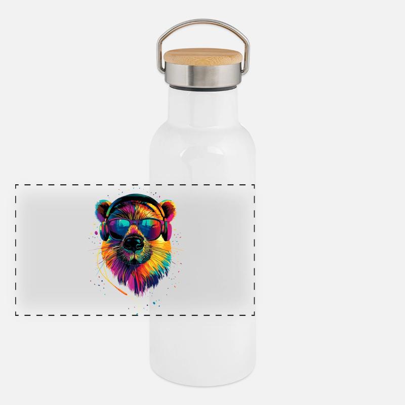 Castor Motif Castor Chuchoter Rongeurs Mignon Castor Gourde isotherme avec bouchon en bambou