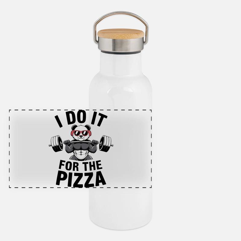 Je le fais pour le bodybuilder Pizza Barbell Gourde isotherme avec bouchon en bambou