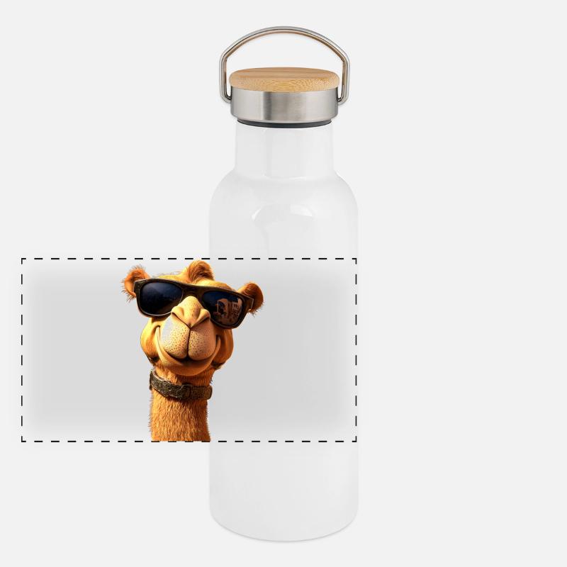 Camel Dromedary Bactrian Camel Gift Camels Panoramic Thermal Bottle with Bamboo Lid