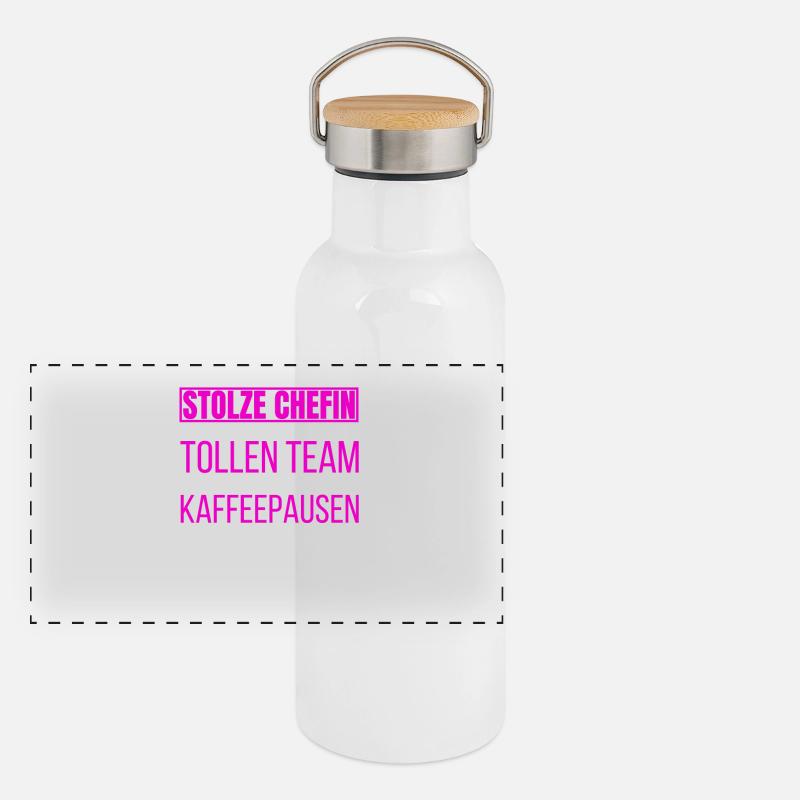 Ich Bin Eine Stolze Chefin von einem tollen Team Panorama Thermosflasche mit Bambusdeckel