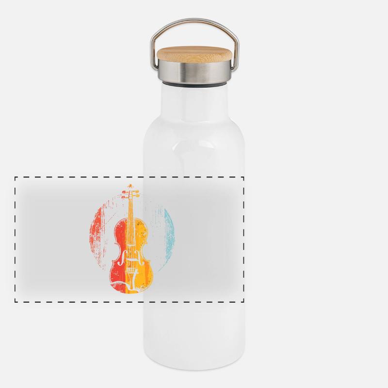 Violin Comic Style Panoramic Thermal Bottle with Bamboo Lid