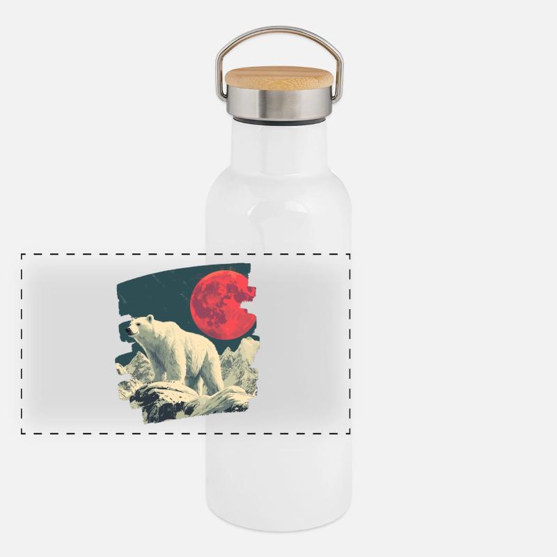 Eisiger Bär Panorama Thermosflasche mit Bambusdeckel