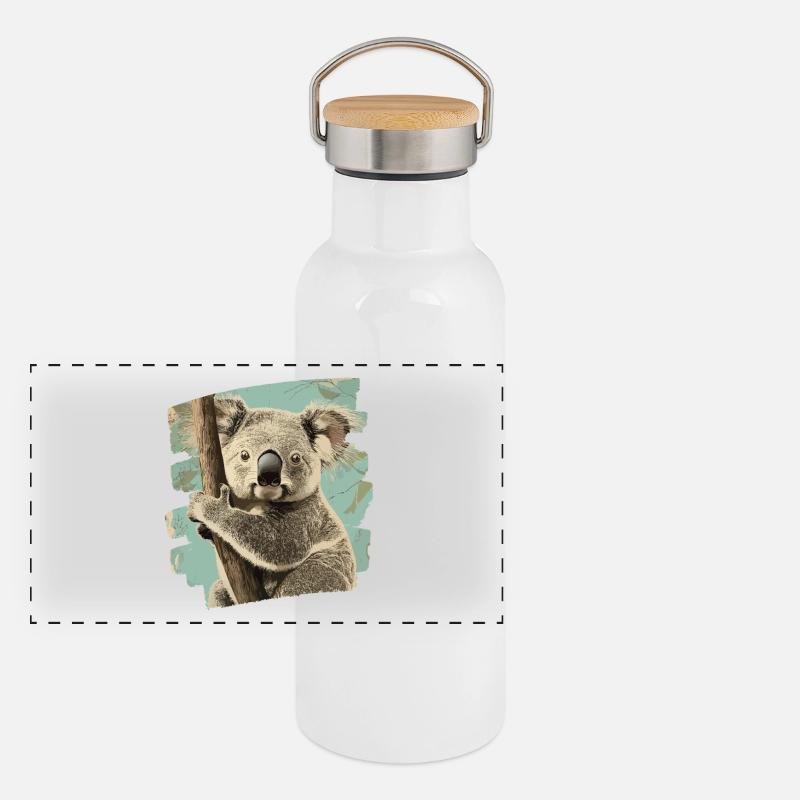 Ours Koala Gourde isotherme avec bouchon en bambou