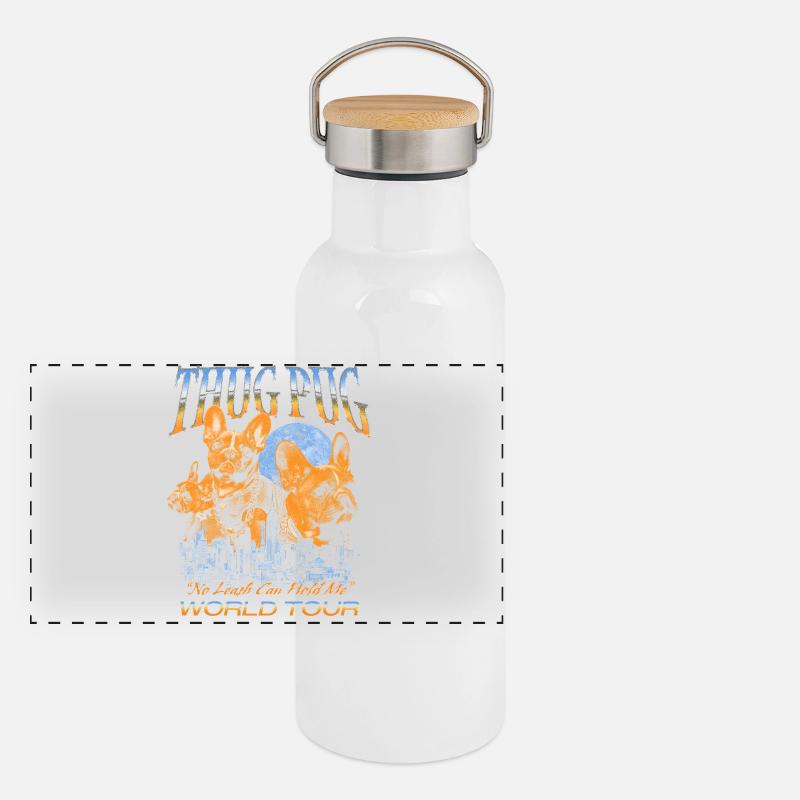 Thug Pug – World Tour Panorama Thermosflasche mit Bambusdeckel