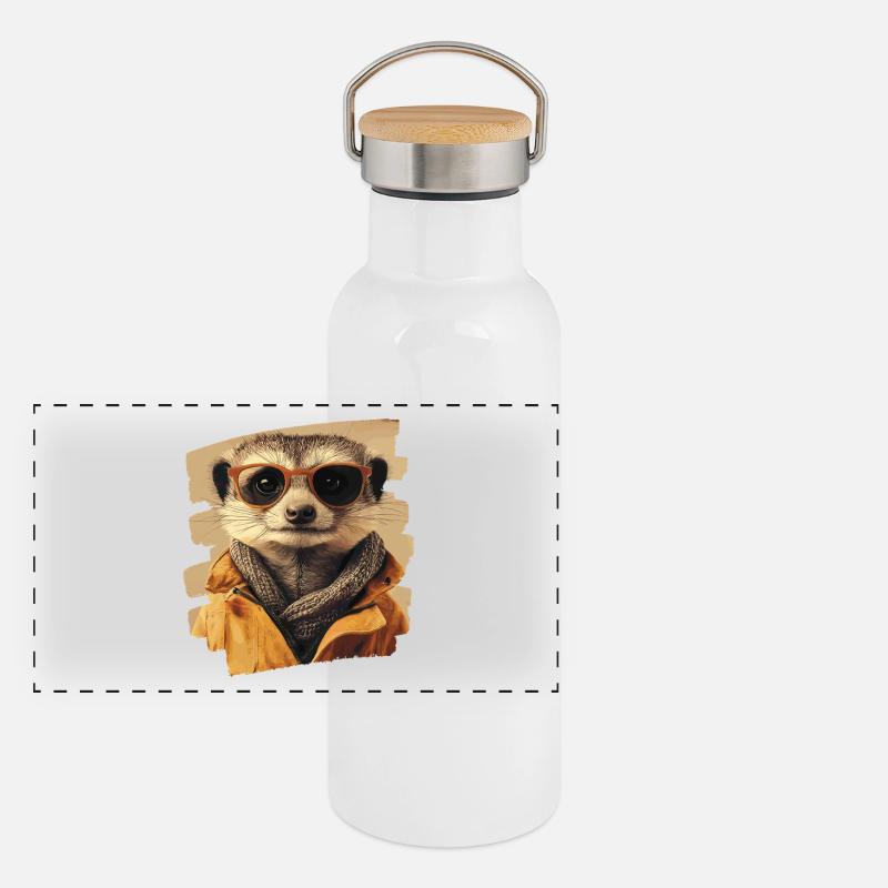 Erdmännchen Panorama Thermosflasche mit Bambusdeckel