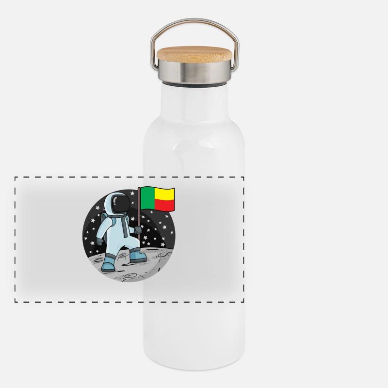 Astronaut Flag Benin Panoramic Thermal Bottle with Bamboo Lid