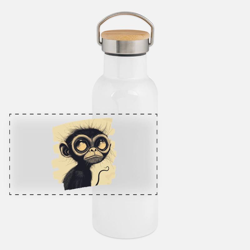 Monkey Panoramic Thermal Bottle with Bamboo Lid