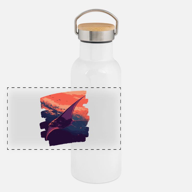 Manta Rochen Retro Panorama Thermosflasche mit Bambusdeckel