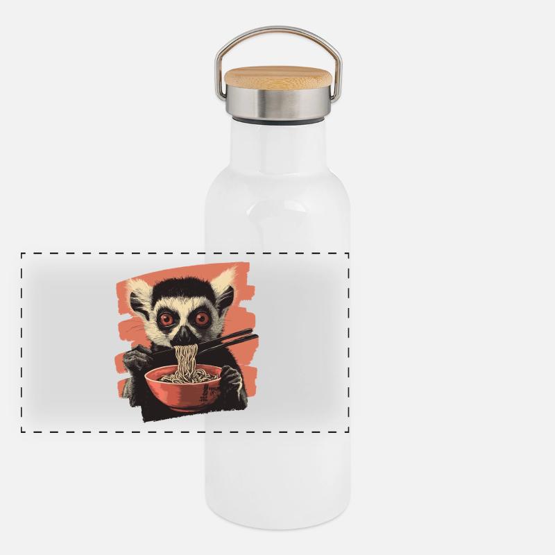 Lemur Ramen Panorama Thermosflasche mit Bambusdeckel