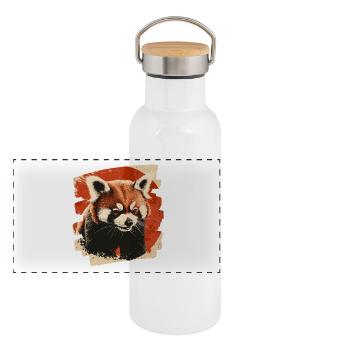 Roter Panda - Panorama Thermosflasche mit Bambusdeckel - Weiß - Vorne