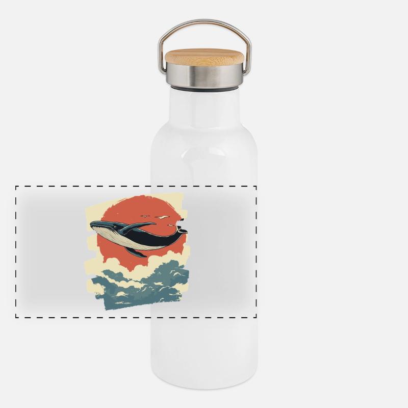 Wal Retro Panorama Thermosflasche mit Bambusdeckel