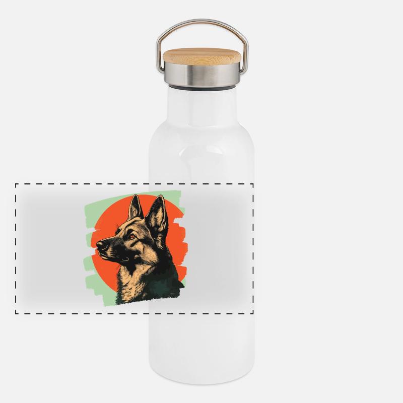 Chien de berger Gourde isotherme avec bouchon en bambou