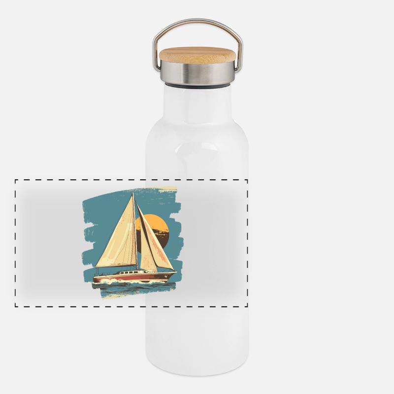 Voilier Gourde isotherme avec bouchon en bambou