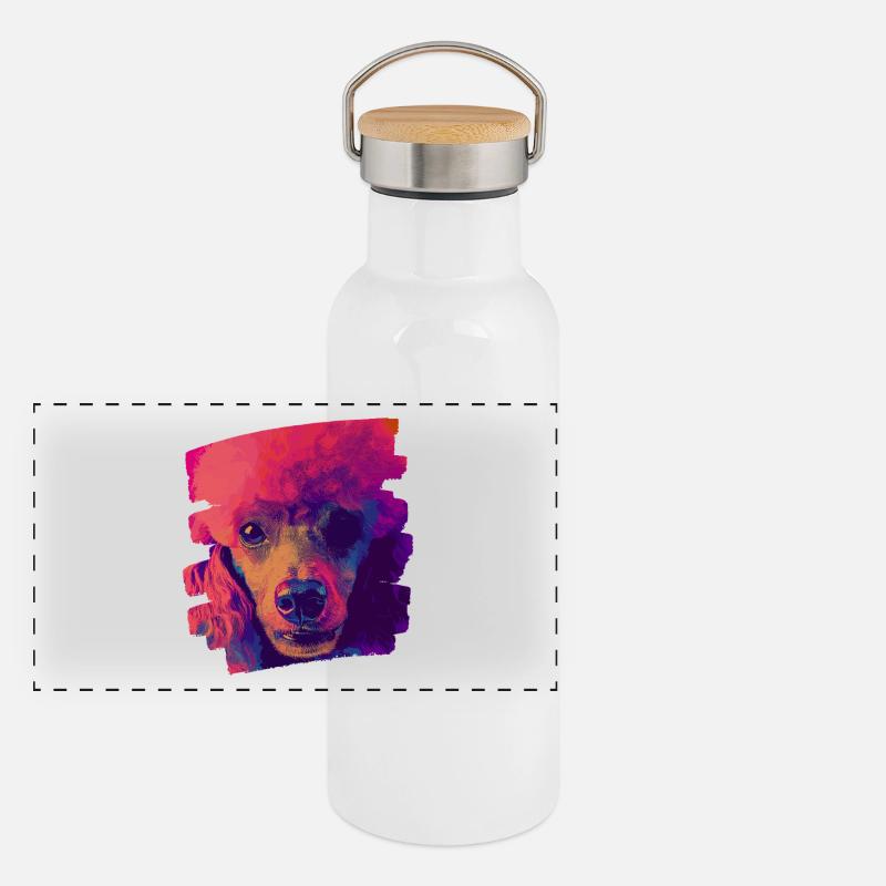 Pudel Panorama Thermosflasche mit Bambusdeckel